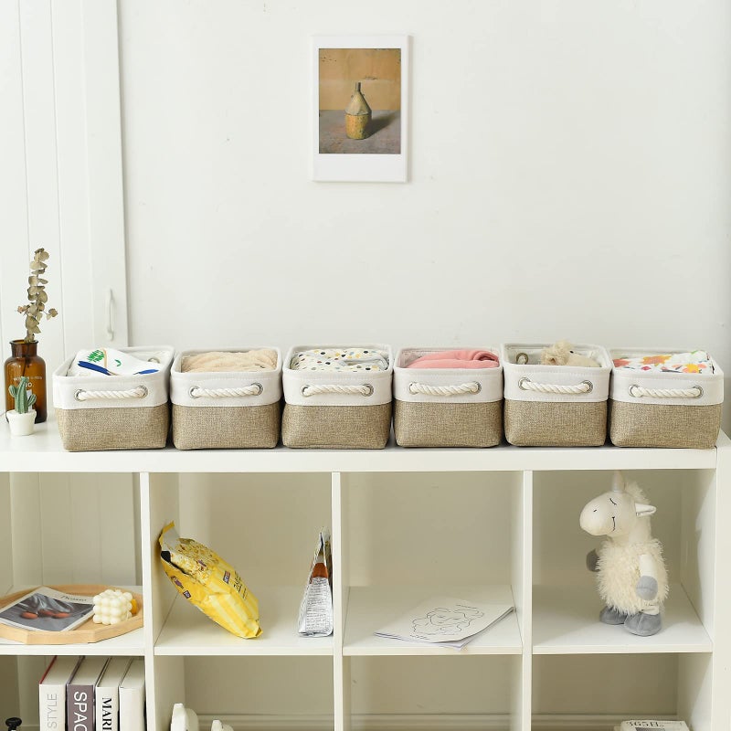 Sacyic Small Storage Baskets for shelves,Fabric Storage Baskets for closet,rectangular Collapsible baskets for organizing clothes,books,gifts - Image 3